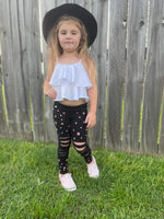 Mystery Glitz Bling Distressed Leggings