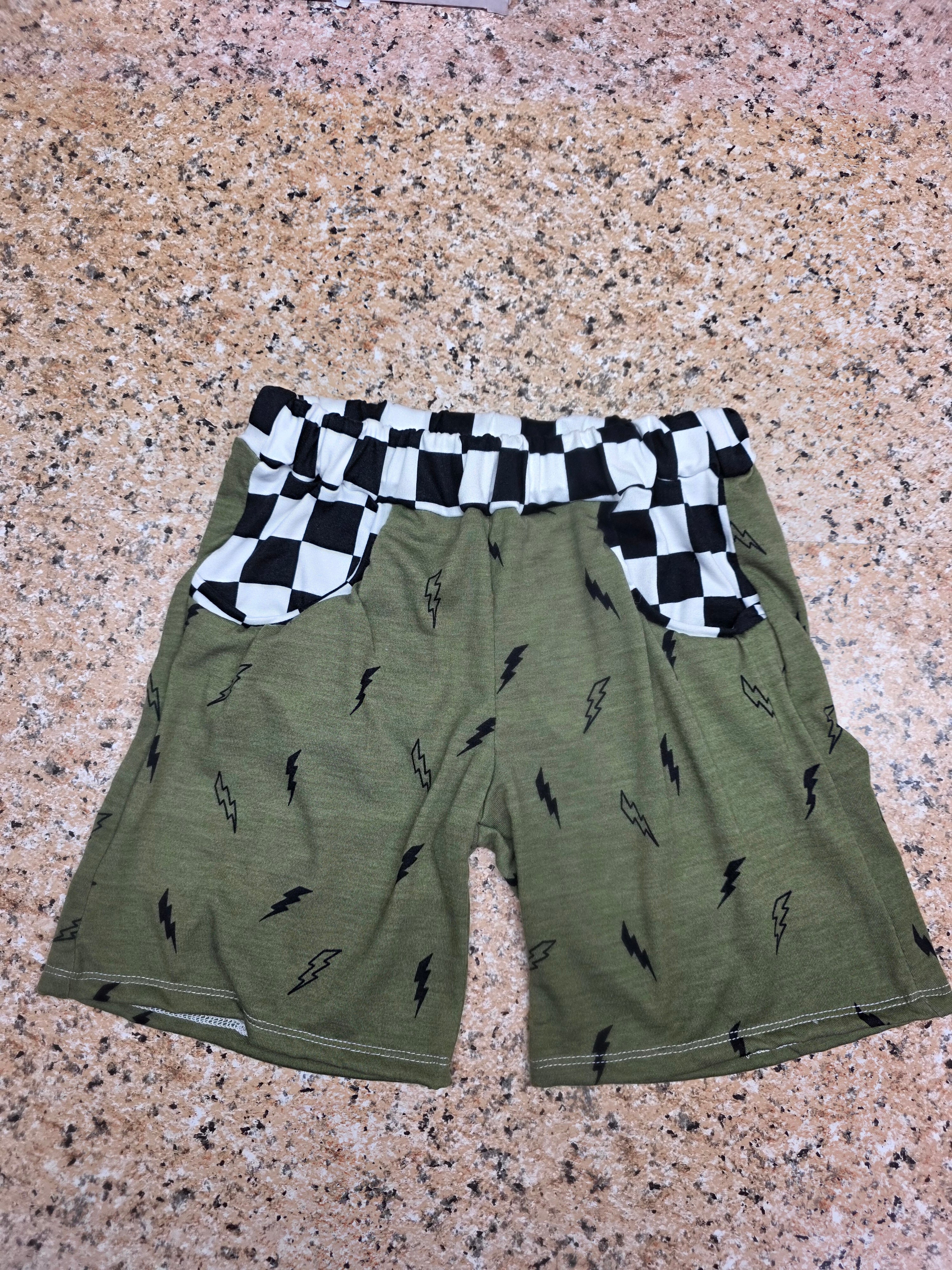 5t lightning checker boys Cohen Shorts with pockets (READY TO SHIP)