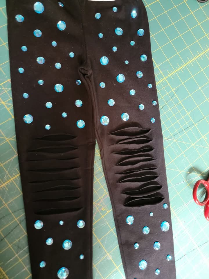 Mystery Glitz Bling Distressed Leggings