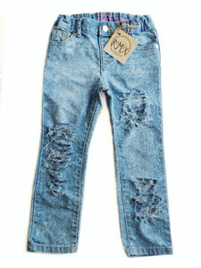 Acid Splashed Heavy Distressed Jeans