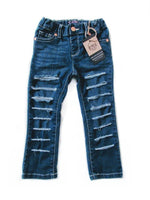 Basic Shredded Jeans, Dark Wash (Girls & Boys)