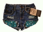 Hilo Cowgirl Bandana Pocket Shorties (Red or Teal)