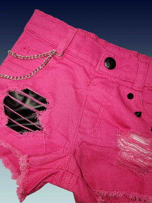 Pink Punk Distressed Shorts (Choose Your Add Ons)