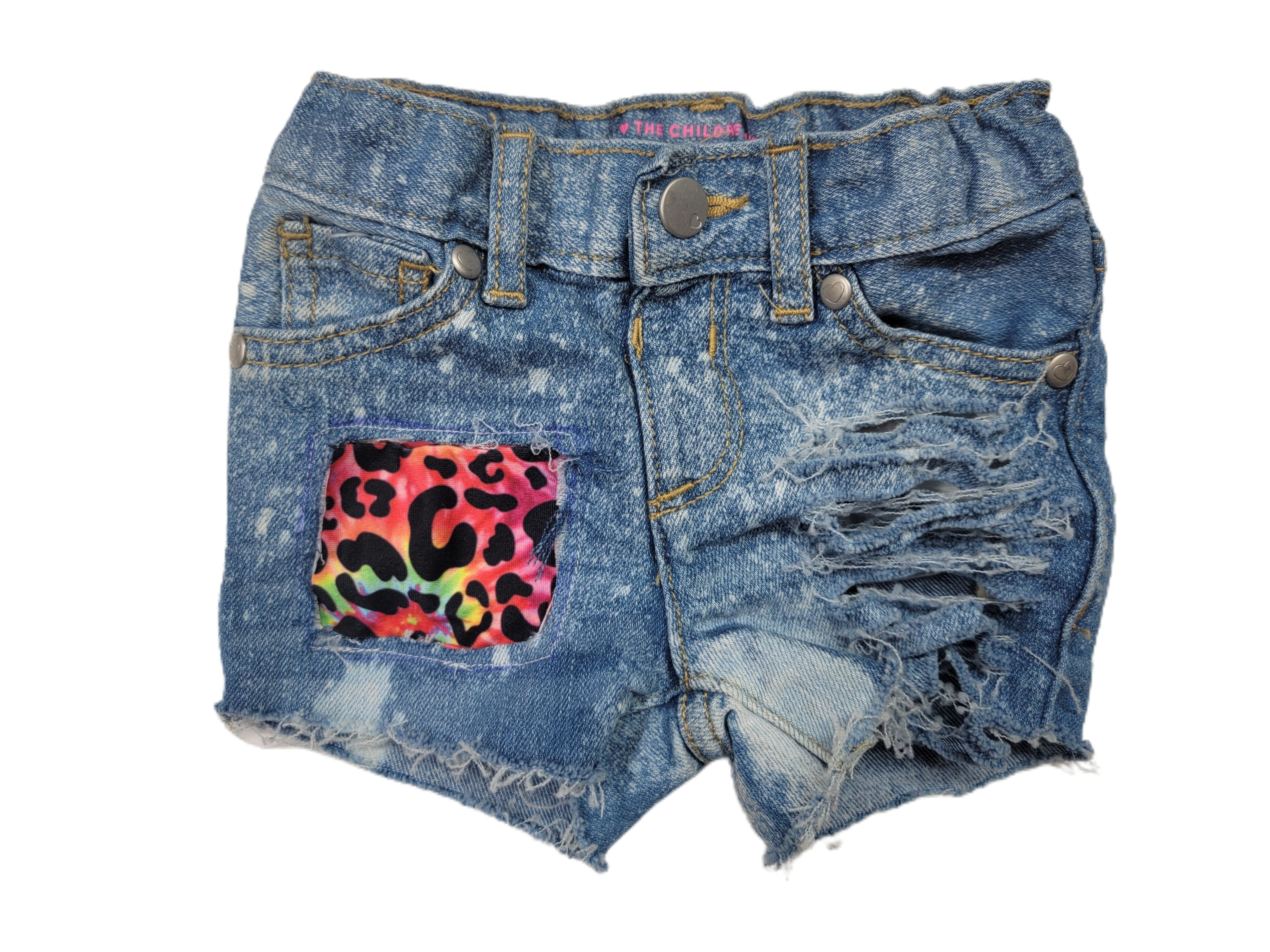 Neon Leopard Distressed Shorties and Super Shorties