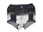 Black Wash Acid Dipped, Heavy Distressed Hilo Shorties