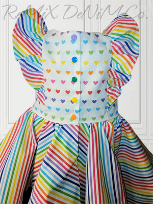 Rainbow Hearts and Stripes Dress