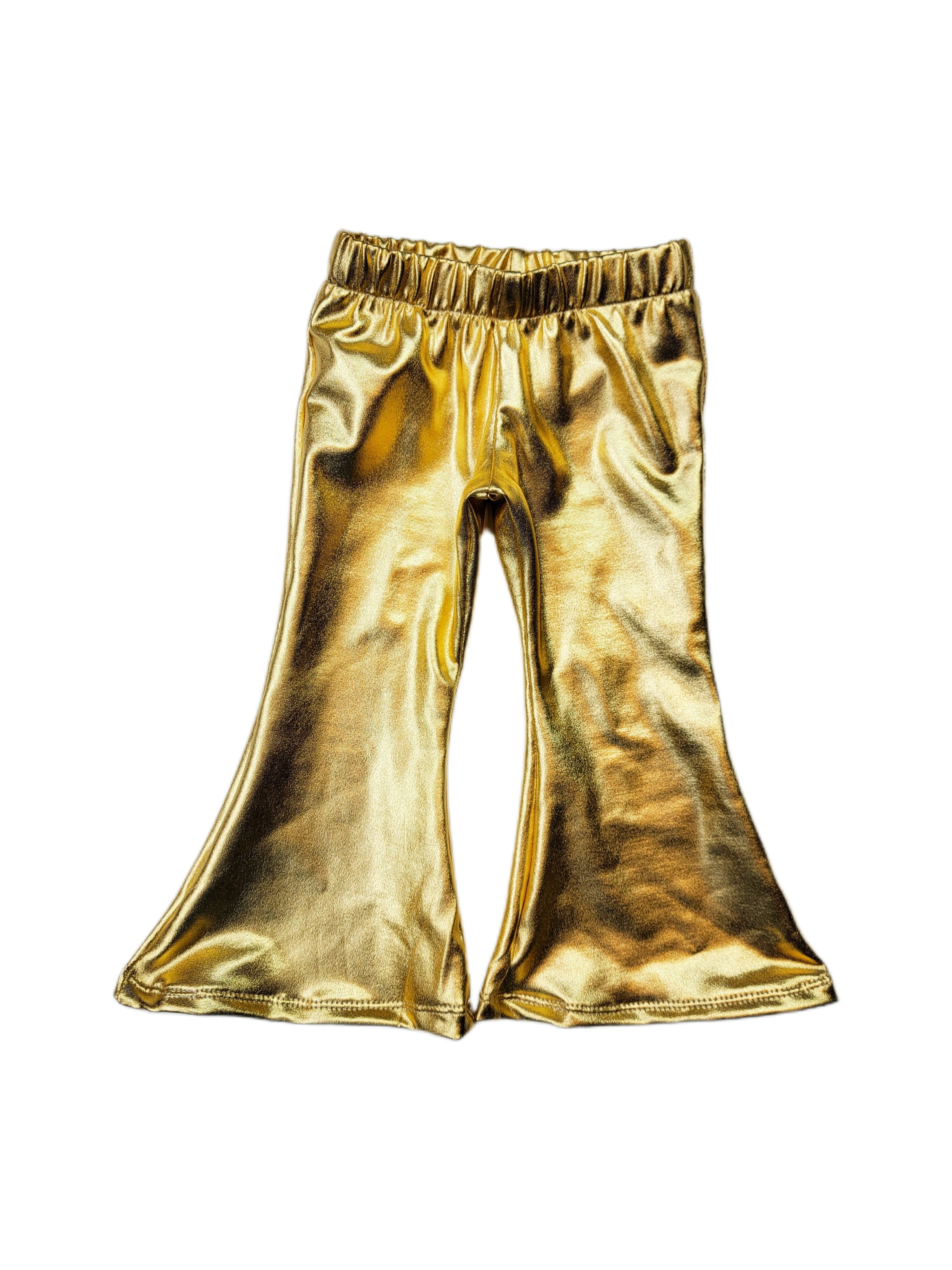 Gold Pleather Bell Bottoms