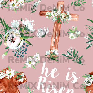 He Is Risen Pink Floral Crosses