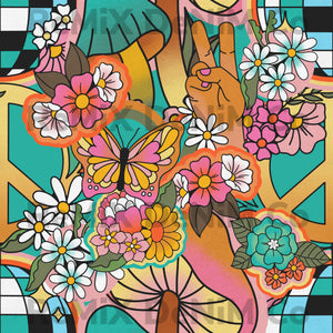 Teal Trippy Hippie Floral