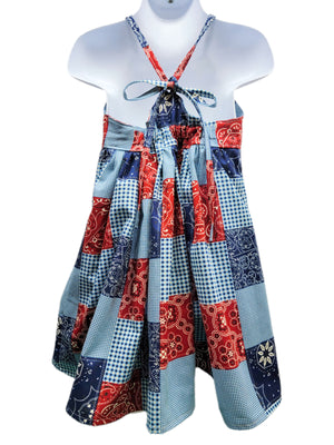 Bandana and Denim Patchwork, Amsterdam Peplum or Dress