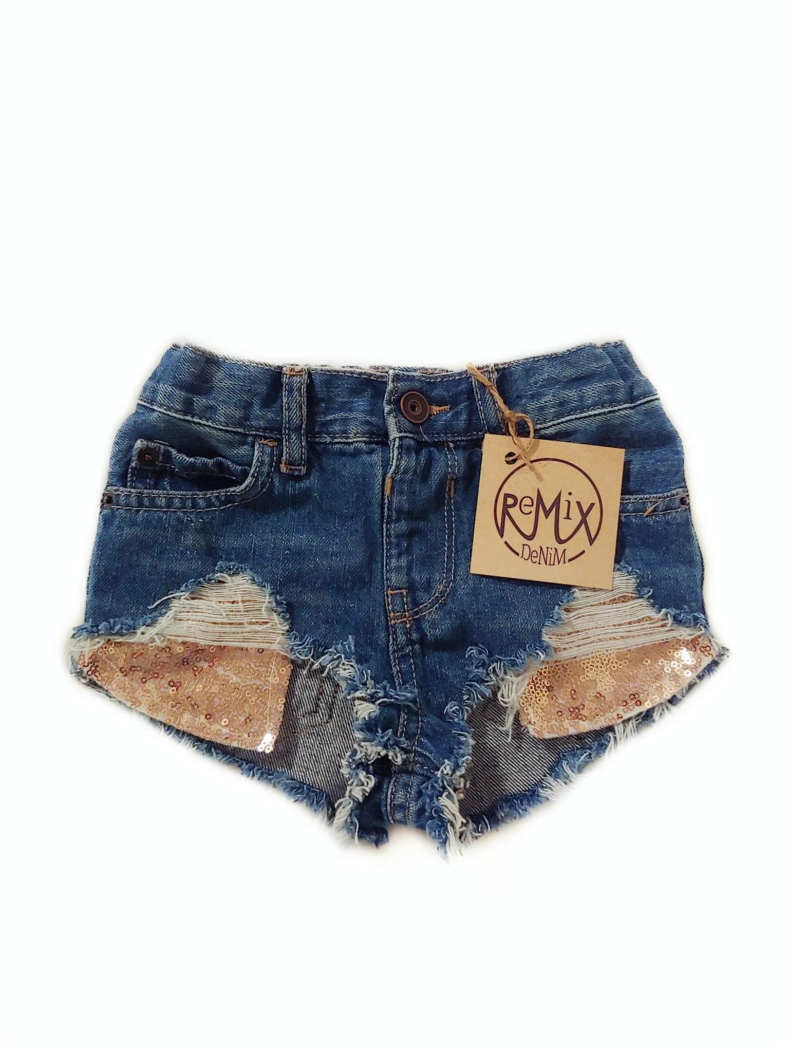 Rose Gold Sequin Hilo Distressed Shorties
