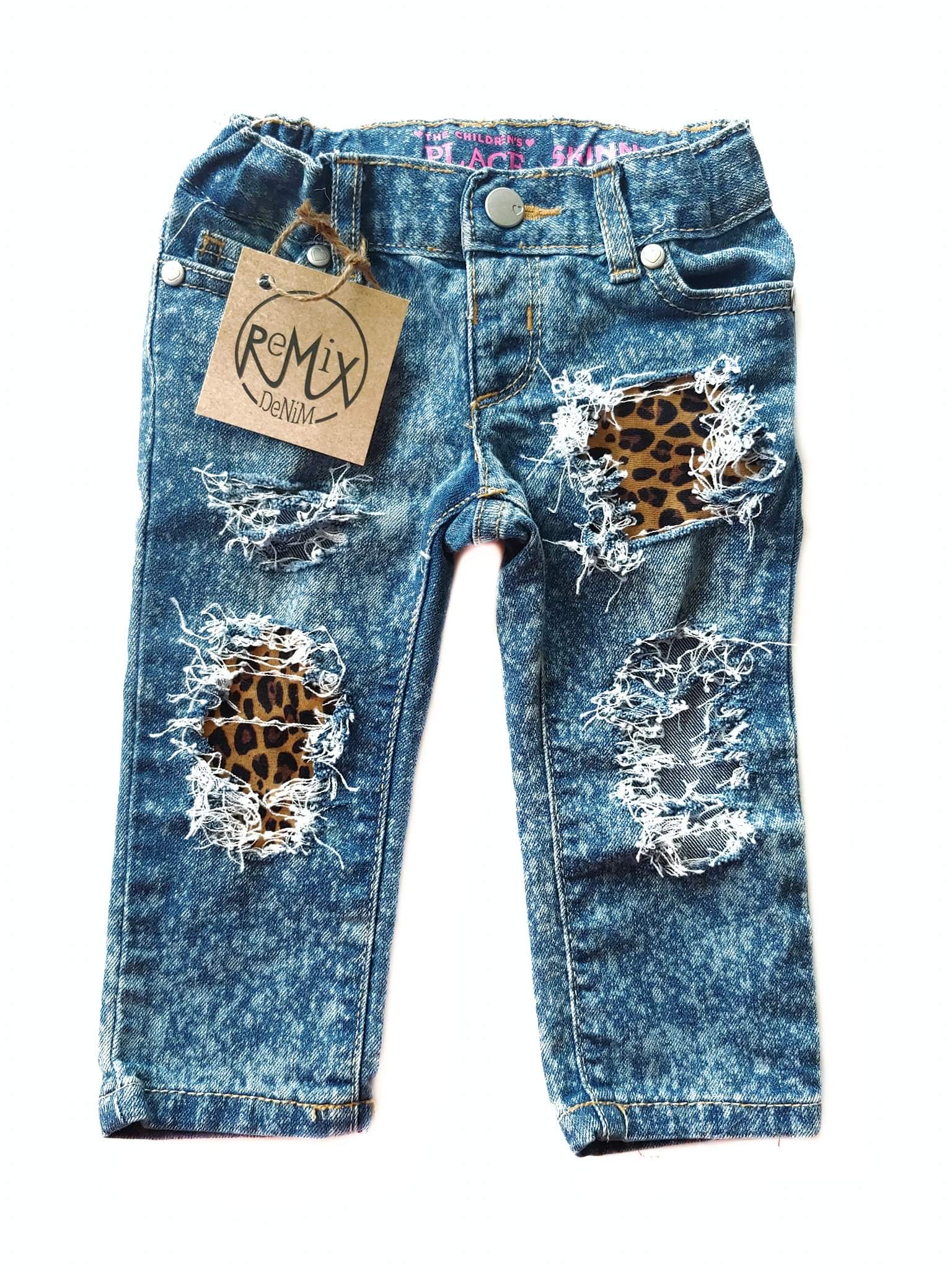 Acid Splashed Leopard Distressed Jeans
