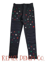 Mystery Glitz Bling Distressed Leggings