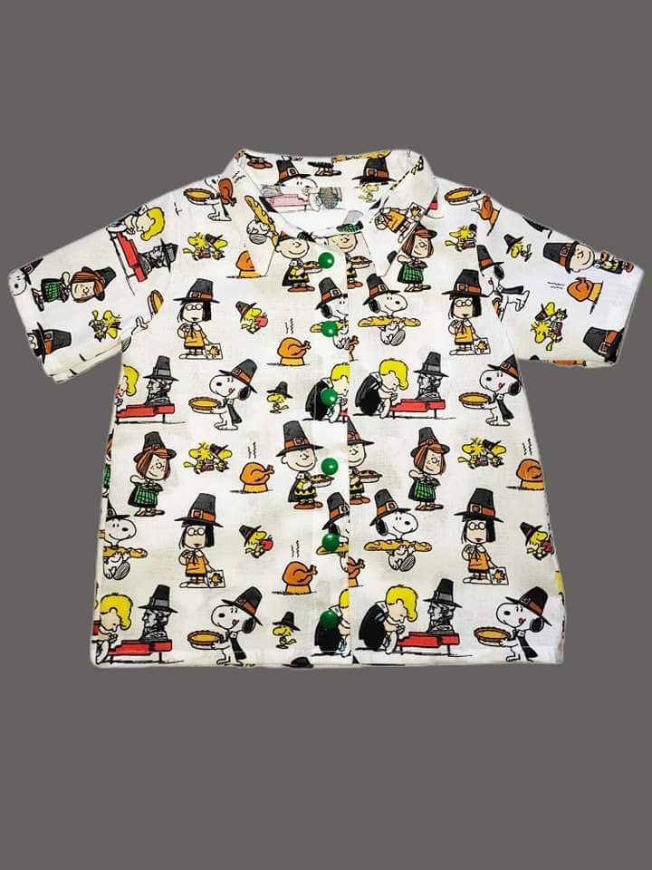 Characters Blue Circles Short Sleeve Button Up Shirt