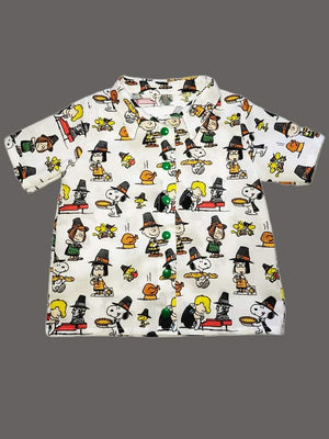 Characters Blue Circles Short Sleeve Button Up Shirt