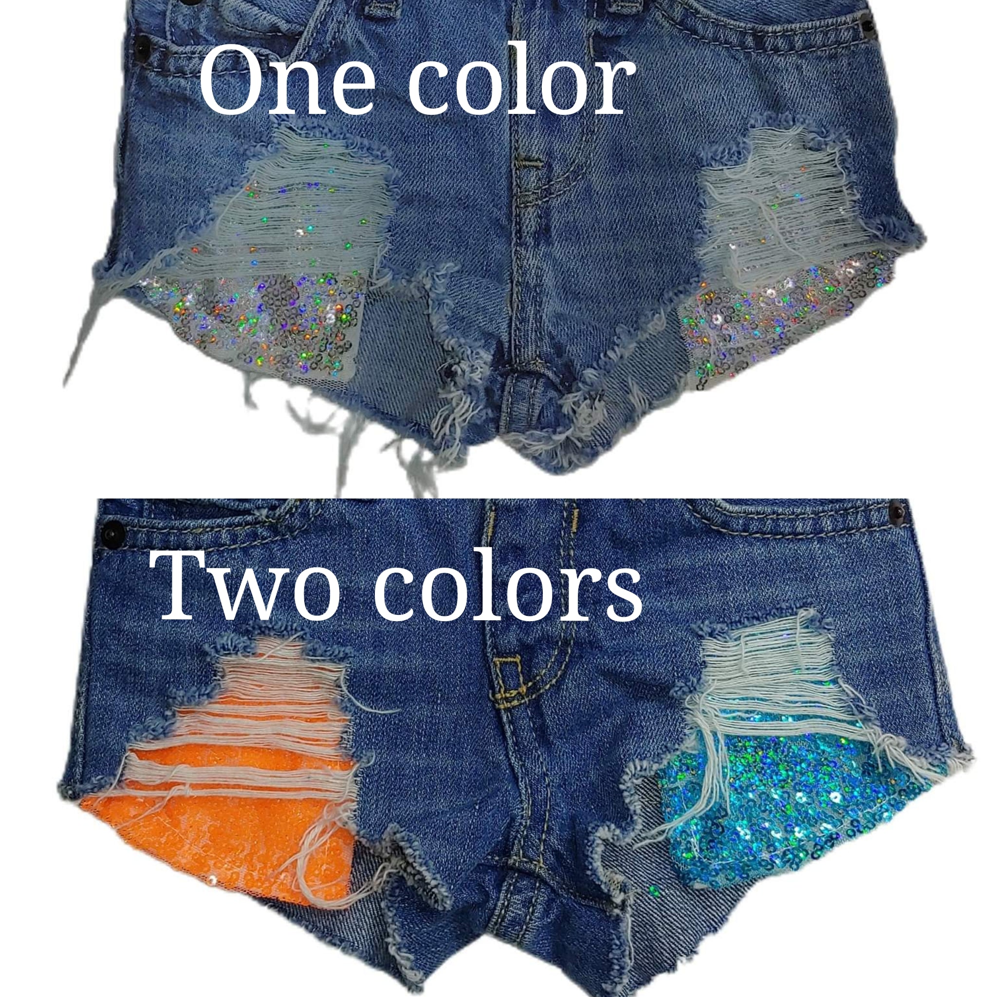 Sequin Explosion Hilo Distressed Shorts (Choose your color/s)